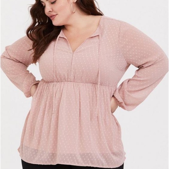 Torrid Blush Clip Dot Tie Babydoll - Picture 7 of 9